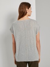 Gestreiftes T-Shirt mit elastischem Bund - Frauen - offwhite khaki stripe Gestreiftes T-Shirt mit elastischem Bund - Frauen - offwhite khaki stripe - 2 - TOM TAILOR