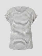 Gestreiftes T-Shirt mit elastischem Bund - Frauen - offwhite khaki stripe Gestreiftes T-Shirt mit elastischem Bund - Frauen - offwhite khaki stripe - 7 - TOM TAILOR