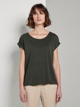 T-Shirt met Ajour patroon - Vrouwen - Woodland Green T-Shirt met Ajour patroon - Vrouwen - Woodland Green - 1 - TOM TAILOR