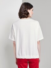 Lockeres T-Shirt im Material-Mix - Frauen - Whisper White Lockeres T-Shirt im Material-Mix - Frauen - Whisper White - 2 - TOM TAILOR