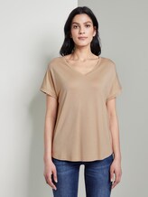 Basic T-Shirt mit V-Ausschnitt - Frauen - cream toffee Basic T-Shirt mit V-Ausschnitt - Frauen - cream toffee - 1 - TOM TAILOR