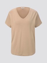 Basic T-Shirt mit V-Ausschnitt - Frauen - cream toffee Basic T-Shirt mit V-Ausschnitt - Frauen - cream toffee - 7 - TOM TAILOR