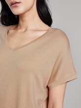 Basic T-Shirt mit V-Ausschnitt - Frauen - cream toffee Basic T-Shirt mit V-Ausschnitt - Frauen - cream toffee - 9 - TOM TAILOR