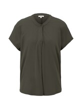 TOM TAILOR Damen T-Shirt mit Henley-Ausschnitt, grün, Gr.L