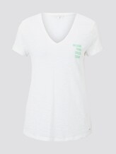 Print T-Shirt mit V-Ausschnitt - Frauen - Off White Print T-Shirt mit V-Ausschnitt - Frauen - Off White - 7 - TOM TAILOR Denim