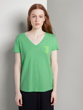 Print T-Shirt mit V-Ausschnitt - Frauen - dusty apple green Print T-Shirt mit V-Ausschnitt - Frauen - dusty apple green - 1 - TOM TAILOR Denim