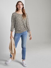 Gemustertes Shirt mit Knoten- und Ausschnittdetail - Frauen - khaki offwhite floral design Gemustertes Shirt mit Knoten- und Ausschnittdetail - Frauen - khaki offwhite floral design - 3 - TOM TAILOR