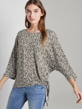 Gemustertes Shirt mit Knoten- und Ausschnittdetail - Frauen - khaki offwhite floral design Gemustertes Shirt mit Knoten- und Ausschnittdetail - Frauen - khaki offwhite floral design - 5 - TOM TAILOR