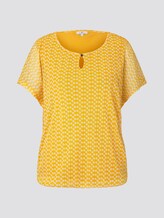 Gemustertes T-Shirt mit Mesh-Overlayer - Frauen - yellow dot design Gemustertes T-Shirt mit Mesh-Overlayer - Frauen - yellow dot design - 7 - TOM TAILOR