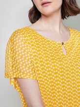 Gemustertes T-Shirt mit Mesh-Overlayer - Frauen - yellow dot design Gemustertes T-Shirt mit Mesh-Overlayer - Frauen - yellow dot design - 9 - TOM TAILOR