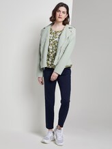 Patterned T-shirt with a mesh overlayer - Women - small khaki floral design Patterned T-shirt with a mesh overlayer - Women - small khaki floral design - 3 - TOM TAILOR