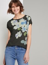 T-shirt in a material mix with a floral print - Women - Woodland Green T-shirt in a material mix with a floral print - Women - Woodland Green - 5 - TOM TAILOR