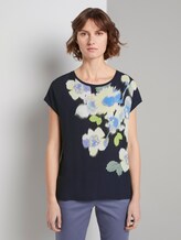 T-Shirt im Material-Mix mit floralem Print - Frauen - Sky Captain Blue T-Shirt im Material-Mix mit floralem Print - Frauen - Sky Captain Blue - 1 - TOM TAILOR