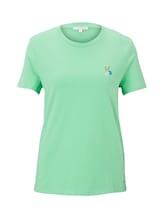 TOM TAILOR DENIM Damen T-Shirt mit Rückenprint im Loose Fit, grün, Gr.XL