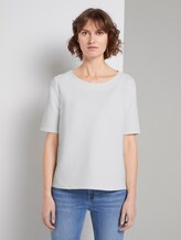 Strukturiertes Kurzarm-Sweatshirt - Frauen - Whisper White Strukturiertes Kurzarm-Sweatshirt - Frauen - Whisper White - 1 - TOM TAILOR