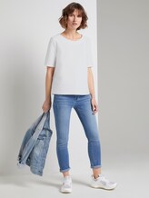 Strukturiertes Kurzarm-Sweatshirt - Frauen - Whisper White Strukturiertes Kurzarm-Sweatshirt - Frauen - Whisper White - 3 - TOM TAILOR