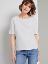Strukturiertes Kurzarm-Sweatshirt - Frauen - Whisper White Strukturiertes Kurzarm-Sweatshirt - Frauen - Whisper White - 5 - TOM TAILOR