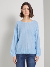 Lockeres Langarmshirt mit Streifenmuster - Frauen - blue white vertical stripe Lockeres Langarmshirt mit Streifenmuster - Frauen - blue white vertical stripe - 1 - TOM TAILOR Denim