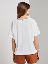 Strukturiertes T-Shirt mit V-Ausschnitt - Frauen - Off White Strukturiertes T-Shirt mit V-Ausschnitt - Frauen - Off White - 2 - TOM TAILOR Denim