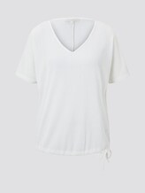 Strukturiertes T-Shirt mit V-Ausschnitt - Frauen - Off White Strukturiertes T-Shirt mit V-Ausschnitt - Frauen - Off White - 7 - TOM TAILOR Denim