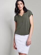 Kurzarm-Bluse mit umgelegtem V-Ausschnitt - Frauen - Woodland Green Kurzarm-Bluse mit umgelegtem V-Ausschnitt - Frauen - Woodland Green - 5 - TOM TAILOR