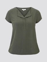 Kurzarm-Bluse mit umgelegtem V-Ausschnitt - Frauen - Woodland Green Kurzarm-Bluse mit umgelegtem V-Ausschnitt - Frauen - Woodland Green - 7 - TOM TAILOR