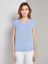 Kurzarm-Bluse mit umgelegtem V-Ausschnitt - Frauen - Parisienne Blue Kurzarm-Bluse mit umgelegtem V-Ausschnitt - Frauen - Parisienne Blue - 1 - TOM TAILOR
