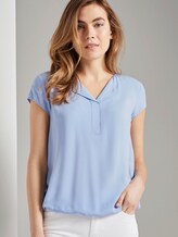 Kurzarm-Bluse mit umgelegtem V-Ausschnitt - Frauen - Parisienne Blue Kurzarm-Bluse mit umgelegtem V-Ausschnitt - Frauen - Parisienne Blue - 5 - TOM TAILOR