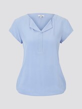 Kurzarm-Bluse mit umgelegtem V-Ausschnitt - Frauen - Parisienne Blue Kurzarm-Bluse mit umgelegtem V-Ausschnitt - Frauen - Parisienne Blue - 7 - TOM TAILOR