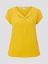 Patterned short-sleeved blouse with a reversed V-neckline - Women - deep golden yellow Patterned short-sleeved blouse with a reversed V-neckline - Women - deep golden yellow - 7 - TOM TAILOR