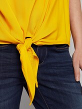Gemusterte Kurzarm-Bluse mit Knotendetail - Frauen - deep golden yellow Gemusterte Kurzarm-Bluse mit Knotendetail - Frauen - deep golden yellow - 10 - TOM TAILOR