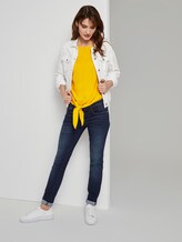 Gemusterte Kurzarm-Bluse mit Knotendetail - Frauen - deep golden yellow Gemusterte Kurzarm-Bluse mit Knotendetail - Frauen - deep golden yellow - 3 - TOM TAILOR