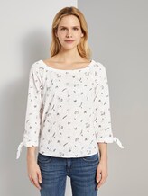 Schulterfreie Bluse mit Lochmusterung - Frauen - white khaki print on shiffli Schulterfreie Bluse mit Lochmusterung - Frauen - white khaki print on shiffli - 1 - TOM TAILOR