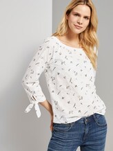 Schulterfreie Bluse mit Lochmusterung - Frauen - white khaki print on shiffli Schulterfreie Bluse mit Lochmusterung - Frauen - white khaki print on shiffli - 5 - TOM TAILOR