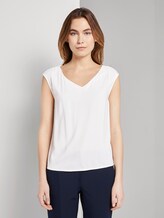 Blusen-Top mit V-Ausschnitt - Frauen - Whisper White Blusen-Top mit V-Ausschnitt - Frauen - Whisper White - 1 - TOM TAILOR