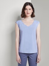 Blusen-Top mit V-Ausschnitt - Frauen - Parisienne Blue Blusen-Top mit V-Ausschnitt - Frauen - Parisienne Blue - 1 - TOM TAILOR