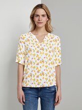 Henley-Bluse mit elastischem Bund - Frauen - offwhite fruit minimal Henley-Bluse mit elastischem Bund - Frauen - offwhite fruit minimal - 1 - TOM TAILOR