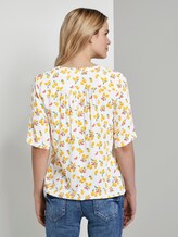 Henley-Bluse mit elastischem Bund - Frauen - offwhite fruit minimal Henley-Bluse mit elastischem Bund - Frauen - offwhite fruit minimal - 2 - TOM TAILOR