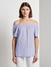 Kurzarm-Bluse mit Carmen-Ausschnitt - Frauen - Parisienne Blue Kurzarm-Bluse mit Carmen-Ausschnitt - Frauen - Parisienne Blue - 1 - TOM TAILOR