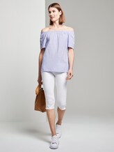 Kurzarm-Bluse mit Carmen-Ausschnitt - Frauen - Parisienne Blue Kurzarm-Bluse mit Carmen-Ausschnitt - Frauen - Parisienne Blue - 3 - TOM TAILOR