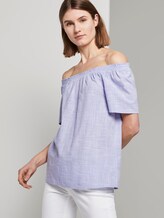 Kurzarm-Bluse mit Carmen-Ausschnitt - Frauen - Parisienne Blue Kurzarm-Bluse mit Carmen-Ausschnitt - Frauen - Parisienne Blue - 5 - TOM TAILOR