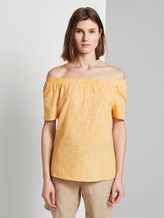 Kurzarm-Bluse mit Carmen-Ausschnitt - Frauen - deep golden yellow Kurzarm-Bluse mit Carmen-Ausschnitt - Frauen - deep golden yellow - 1 - TOM TAILOR