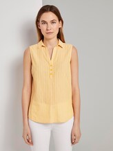 Ärmellose Hemdbluse mit Streifenmusterung - Frauen - yellow dobby stripe Ärmellose Hemdbluse mit Streifenmusterung - Frauen - yellow dobby stripe - 1 - TOM TAILOR