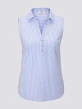 Sleeveless shirt blouse with a striped pattern - Women - blue dobby stripe Sleeveless shirt blouse with a striped pattern - Women - blue dobby stripe - 7 - TOM TAILOR