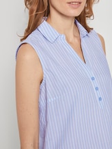 Sleeveless shirt blouse with a striped pattern - Women - blue dobby stripe Sleeveless shirt blouse with a striped pattern - Women - blue dobby stripe - 9 - TOM TAILOR