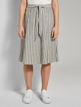 Gestreifter Midirock aus Leinengemisch - Frauen - khaki offwhite stripe Gestreifter Midirock aus Leinengemisch - Frauen - khaki offwhite stripe - 1 - TOM TAILOR