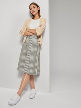 Gestreifter Midirock aus Leinengemisch - Frauen - khaki offwhite stripe Gestreifter Midirock aus Leinengemisch - Frauen - khaki offwhite stripe - 3 - TOM TAILOR