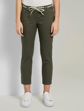 Tapered Relaxed Hose mit Bandgürtel - Frauen - Woodland Green Tapered Relaxed Hose mit Bandgürtel - Frauen - Woodland Green - 1 - TOM TAILOR