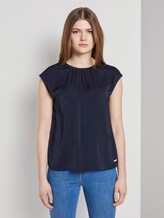 Blouse shirt with wrap details on the back - Women - Real Navy Blue Blouse shirt with wrap details on the back - Women - Real Navy Blue - 1 - TOM TAILOR Denim