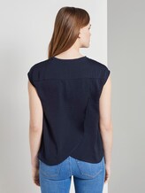 Blouse shirt with wrap details on the back - Women - Real Navy Blue Blouse shirt with wrap details on the back - Women - Real Navy Blue - 2 - TOM TAILOR Denim